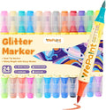 WePaint Glitter Marker Pens Dual Tip, 12 Shimmer Markers 24 Glitter Colors Metallic Marker with Brush Tips, Water-based Ink for Kids Adults DIY Crafts, Card Making, Scrapbooking, Kids School Supplies