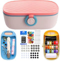 WANSHUNLMI Pink Sewing Kit, 140Pcs Family Travel Sewing Project Kit Portable Small Traveler Sewing Supplies Repair Kit Thread Accessories DIY Sewing Supplies Organizer Box (Pink Sewing Kit)