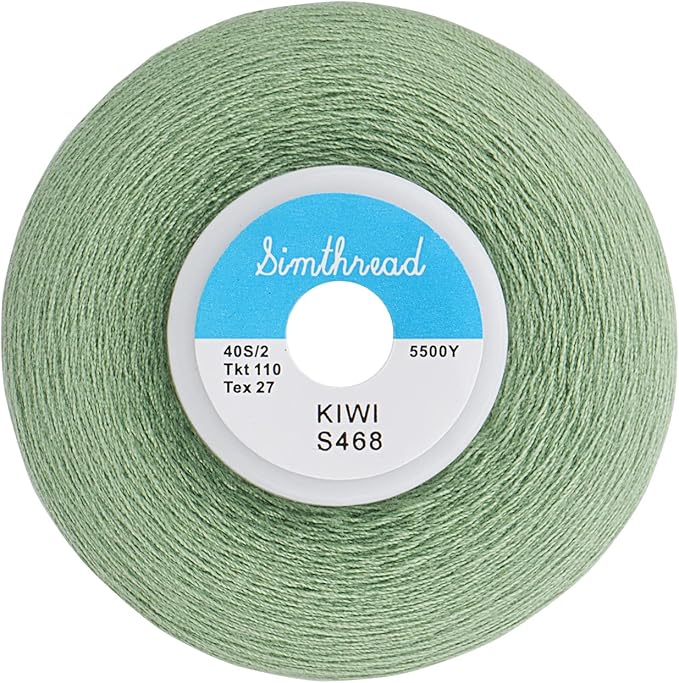 Simthread All Purpose Sewing Thread from 100% Spun Polyester for Serger, Overlock, Merrow, Quilting Sewing 4 Big Cones of 5000M (5500 Yards) Each - 40S/2 Kiwi