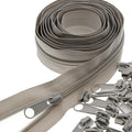 Leekayer #3 Gray Nylon Coil Zippers by The Yards Bulk 10 Yards with 25pcs Sliders for DIY Tailor Sewing Craft,Bag,Luggage,Dress,Sofa Cushion,Pillow(Grey)