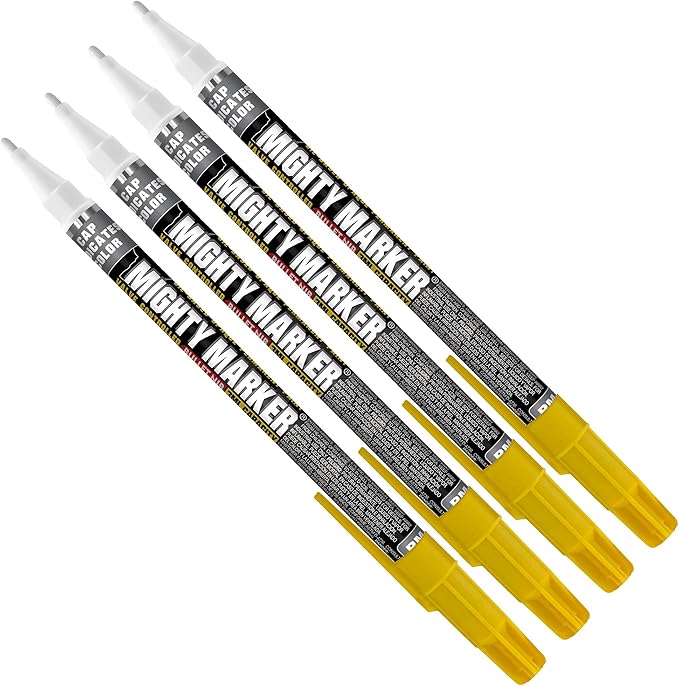 PM-92 Extra Fine Paint Marker, 4 Bonus Tips, 1.0 mm Tip, Xylene Based, Waterproof, Permanent, Valve Action, Manufactured in USA, Yellow 4 Pack