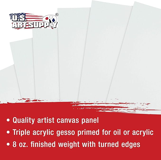 US Art Supply 3 X 5 inch Professional Artist Quality Acid Free Canvas Panel Boards for Painting 12-Pack (1 Full Case of 12 Single Canvas Board Panels)