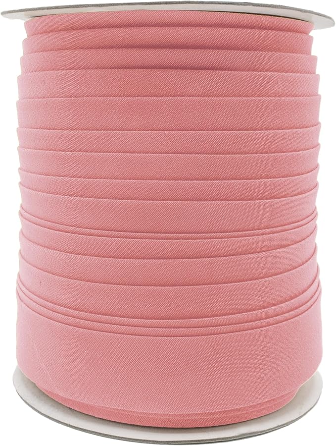 Mandala Crafts 55 Yards 1 Inch Dusty Rose Double Fold Bias Tape for Sewing - Bias Binding Tape for Quilting Binding, Hemming, Seam, and Fabric Piping