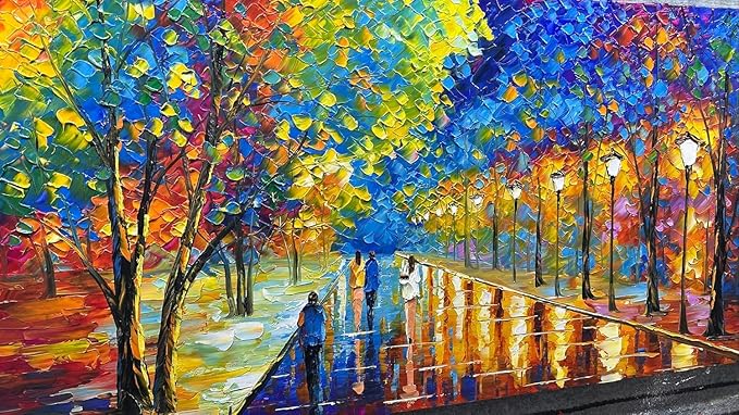 Tyed Art- 30x60inch Large Contemporary Landscape Wall Art Oil Paintings on Canvas palette knife Textured Forest tree landscape Wall Art 100% Hand-Painted Abstract Artwork living room Decor