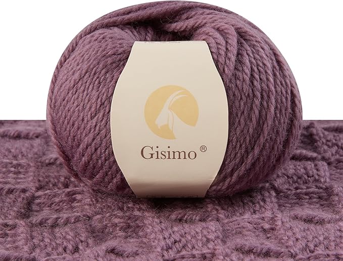 100% Merino Wool Yarn 3-Ply Luxurious and Soft Yarn for Hand Knitting & Crocheting (Grape Purple,1Ball)