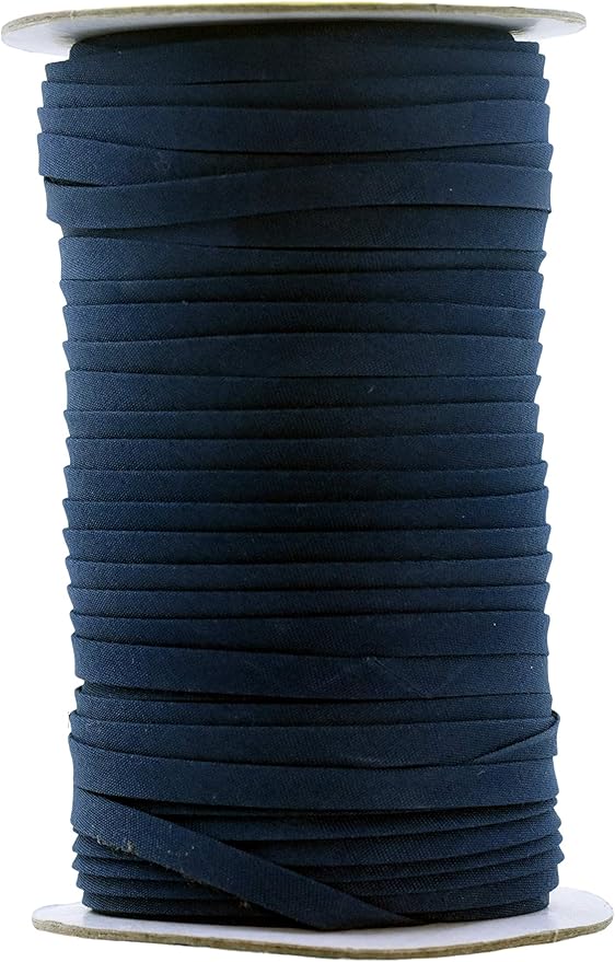 Mandala Crafts 55 Yards 1/4 Inch Navy Blue Double Fold Bias Tape for Sewing - Bias Binding Tape for Quilting Binding, Hemming, Seam, and Fabric Piping