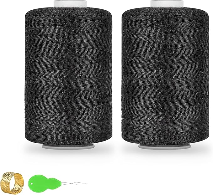 2PCS Thread - 1000Yard Black All Purpose Sewing Machine Thread for Sewing