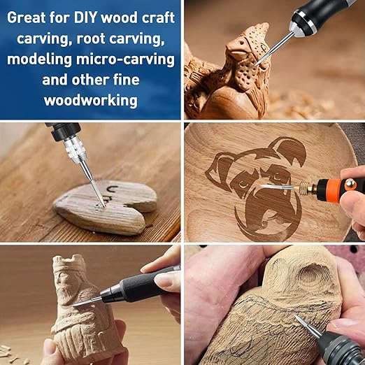Wood Carving Drill Bits Set for Dremel Rotary Tool, 6Pcs Engraving Drill Bits Wood Carving Tools with 1/8” Shank for DIY Woodworking Carving Grinding Engraving Drilling Micro Sculpture