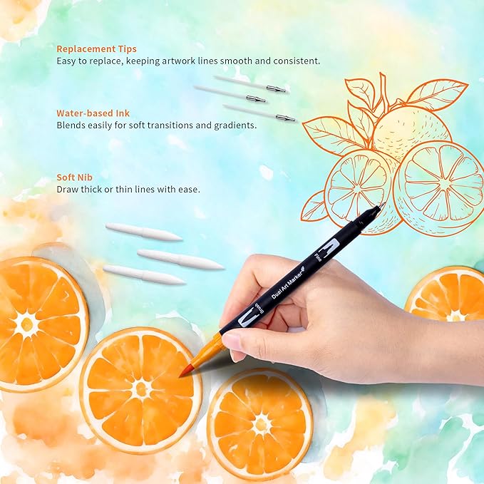 Dual Markers Brush Pens, 168 Colors Art Marker Set with Brush and Fine Tips – Premium Art Supplies for Adults, Perfect for Coloring Books, Hand Lettering, Calligraphy, and Drawing
