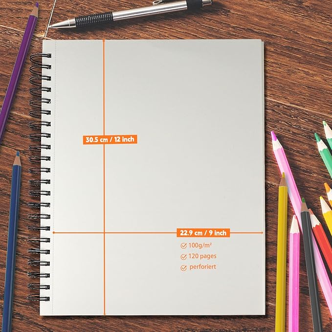 Hardcover Sketch Book，Double-Sided Hardbound Sketchbook, Spiral Sketch Pad,Acid Free Painting Art Paper for Kids and Adults (9x12 2Pack Mixed Media Sketchbook（160Gsm/98LB）)