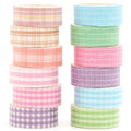 12 Rolls Grid Washi Tape Set Plaid Arts Adhesive Tapes Basic Patterns Decorative Masking Tape Sets for Craft, Kids, Scrapbook, DIY, Gift Wrapping (Style Four)