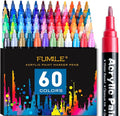 FUMILE Paint Pens paint Markers, 60 Colors Acrylic Paint Marker Pen Set include Metallic Color (12 PCS) and Normal color (48 PCS). Ideal for Rock Wood, Metal, Plastic, Glass, Canvas, Easter egg DIY.