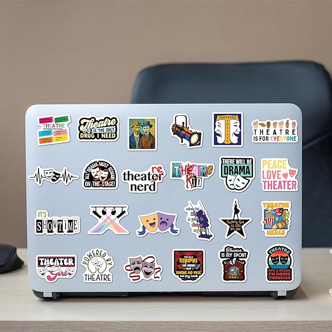 BEATRI Theatre Stickers 50Pcs Aesthetic Musical Theatre Waterproof Vinyl Decor & Party Favors for Laptop, Water Bottle, Skateboard & Travel Gear | Non-Repeating Decals, High-Definition Print