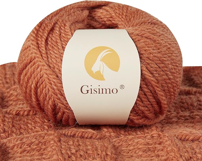 100% Merino Wool Yarn, 3-Ply Luxurious and Soft Yarn for Hand Knitting & Crocheting (Amber, 1Ball)