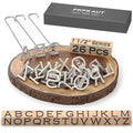 26Pcs Mini 1 1/2" Branding Irons, Alphabet Custom Wood Branding Iron Personalized for Wood Working, Leather Hats, Felt, Cowhide, BBQ Brander & Bread Logo, Steak Branding Iron for Food