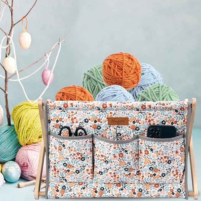 Hanfetch Yarn Caddy Large Size Yarn Storage Organizer for Yarn Skeins-Organizer for Crochet Hooks Knitting Needles Other Accessories