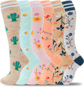 fenglaoda Compression Socks for Women Men Support Circulation 6 Pairs Socks For Nurse, Travel, Flight