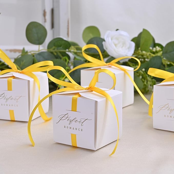 Double Face Yellow Satin Ribbon 1/4 inch X 50 Yards Polyester Yellow Ribbon for Gift Wrapping Very Suitable for Weddings Party Hair Bow Invitation Decorations and More
