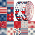 Ganeen 100 Pcs Patriotic Quilting Fabric Roll 2.56 Inch Retro 4th of July Fabric Squares Jelly Patchwork Precut Strips Bundles for Memorial Day Holiday Materials Craft DIY Sewing Cloths