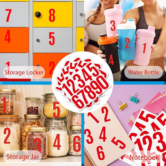 6 Sheets 3 Inch Mailbox Numbers Stickers Vinyl Decals,Self Adhesive Number Waterproof House Address Numbers for Outside Mailbox,Signs,Window,DIY Crafts Making,Door,Car,Home,Business(Red)