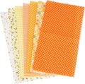 PATIKIL Cotton Fabric Bundles, 7 Pcs 10 x 10 Inch Pure Cotton Fat Quarter Floral Printed Precut Fabric Squares for Sewing Patchwork Quilting DIY Crafts, Orange