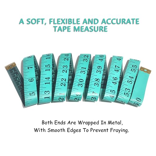 Tape Measure Body Measuring Tape, Soft Fabric Measuring Tape for Sewing Cloth Measurement, 60 Inch Double Scale Tailor Ruler for Weight Loss (Green)