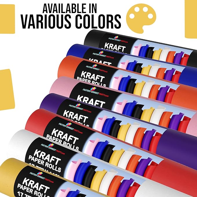 White Kraft Paper Roll 17.75"" X 1320"" (110' Ft) Colored Paper Roll - Kraft Wrapping Paper Perfect as Shipping Paper - Packing Paper Roll - Craft Supplies - Craft Paper Roll by Crown Display, 22323