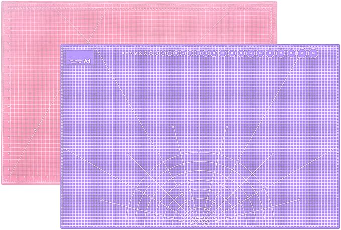 24" x 36" Self Healing Cutting Mat: Double Sided Sewing Cutting Mat Craft Supplies A1 Size for Quilting, Crafts Arts, and Fabric Purple & Pink Design (Pink & Purple)