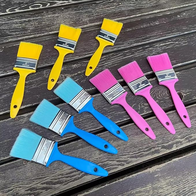 9-Pack Flat Paint Brushes 2 Inch, Paint Brush Set for Painting Acrylic Oil Crafts DIY, Bulk Paint Brushes for Walls,Touch Up,Trim Painting Supplies