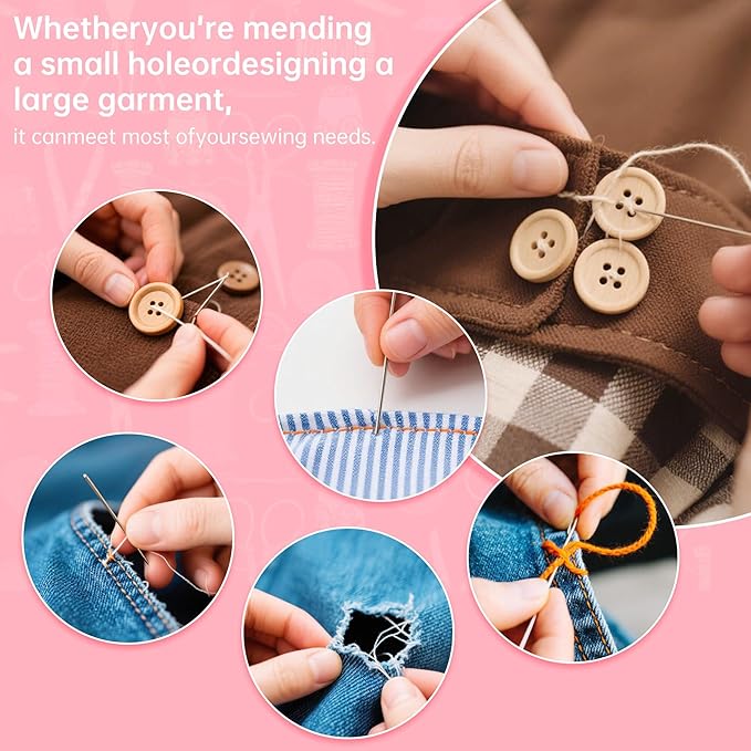 Min Sewing Kit, Travel Sewing Kit with Multi-Color Threads, Scissors, Needles, Buttons, Portable Emergency Sewing Tool Set with Storage Case, Adults Sewing Repair Kit for Craft Supplies