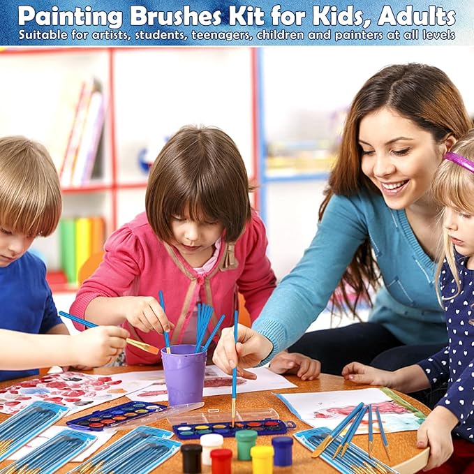 Paint Brushes for Acrylic Painting, 120 Pcs Paint Brushes Set Acrylic Painting Brushes Bulk Multipurpose Brush for Canvas Watercolor Face Painting Fabric Rock Pumpkin