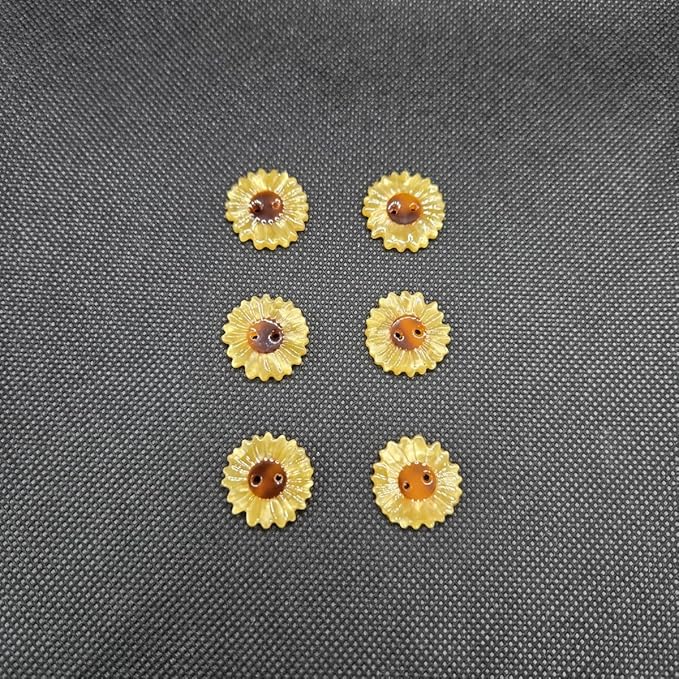 Novelty Sunflower Shaped Buttons for Crafts,Acetate Button for Clothes,Buttons for Sewing,Button Bulk,Pack of 6