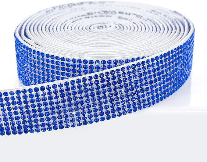 Novani Self Adhesive Rhinestone Ribbon, 0.78 Inch Wide 3 Yards 1 Roll, Royal Blue Crystal Diamond Bling Strips for DIY Crafts, Home Decor, Glitter Glass Rhinestones Tape for Crafting, Car Decoration