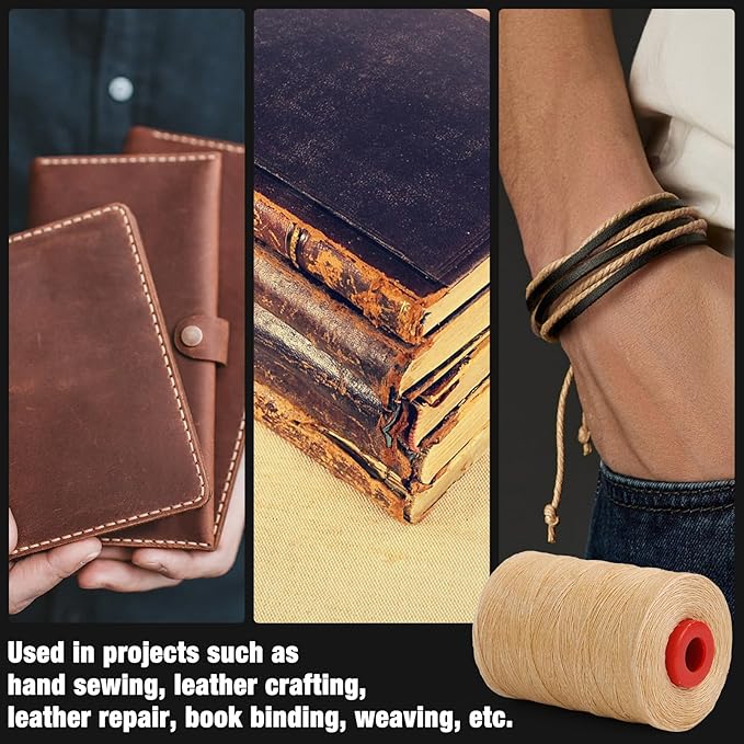 BUTUZE Waxed Thread, 550Yards Leather Thread for Hand Sewing, Wax String, Heavy Duty Linen for Leather Sewing, Bookbinding, Shoes Repair, Craft