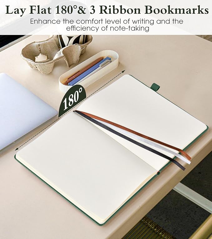 Blank Journal Notebook for Women Men,160 Pages,A5 Hardcover Sketchbook for Drawing, Sketch book, Unlined Notebooks for School,Work, Note Taking,Travel Journals for Writing 5.8"x8.5" (Green)