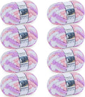 Chunky Yarn for Hand Knitting - #10 Chunky Chenille Blanket Yarn, Jumbo Big Thick Chunky Yarns for Crocheting, Tie Dye Bulky Knit Yarns, 8 Skein (25 yds 8 oz Each Skein), Purple&Pink&White