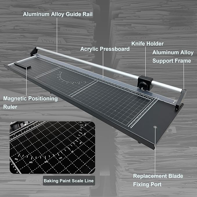 INTSUPERMAI Rotary Paper Trimmers, 48Inch Cut Length, Paper Cutter with High-Strength Tool Steel, Design of Automatic Paper Pressing & Self-Sharpening, for Card, Photo, Coupon, Origami, Scrapbook
