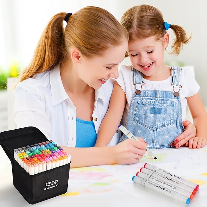 Alcohol Markers, 80 Colors Dual Tip Art Marker, Drawing Markers, Coloring Marker for Sketching Adult Coloring