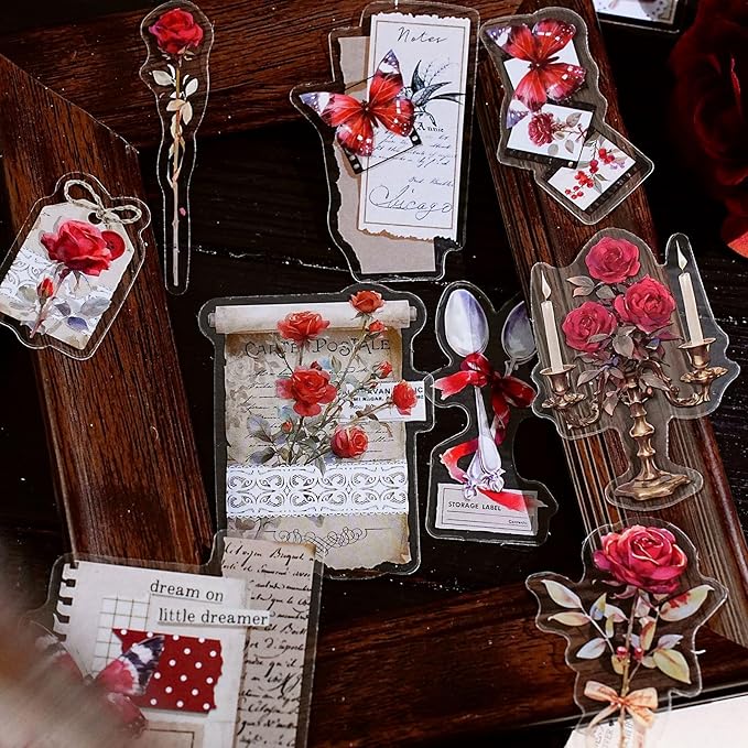240 Pieces Vintage Writing-Themed Aesthetic Stickers, Waterproof PET Decals for Scrapbooking, Bullet Journals, Planners, Flower, Butterfly, Writing Paper, Envelope Stickers for Adult DIY Crafts
