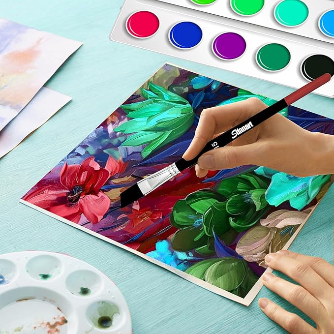 Angular Paint Brushes,15 PCS Different Size Professional Angled Paint Brush for Acrylic Watercolor Gouache Oil Painting,Highly Absorbent Nylon Hair Angled Paintbrush for Artists and Beginners