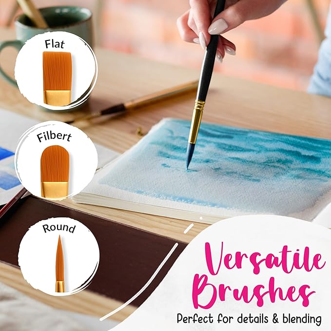 100 Watercolor Paint Set - Water Colors Paint for Kids, Adult, Beginners, Professional Artists | Watercolor Palette with Paper, Brushes, Pen | Travel Painting Kit, Art Supplies for Adults