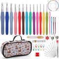 Crochetbox Crochet Hooks Set, 13 Size 2mm(B)-10mm(P) Ergonomic Handles Crochet Hooks with Case for Arthritic Hands, Kintting Needle with Crocheting Tool for Crocheters