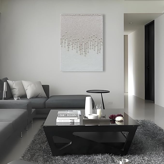Art Hand-Painted White Minimalist Oil Painting Modern Abstract Art Painting 40x28 inch Home Wall Decoration