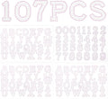 107 Pcs Pearl Letter Stickers,3 Sheets A-Z Glitter Rhinestone Letter and 1 Sheet 0-9 Pearl Number Stickers,Self Adhesive Sticky Letters for DIY Crafts Scrapbooking (White+Pink)