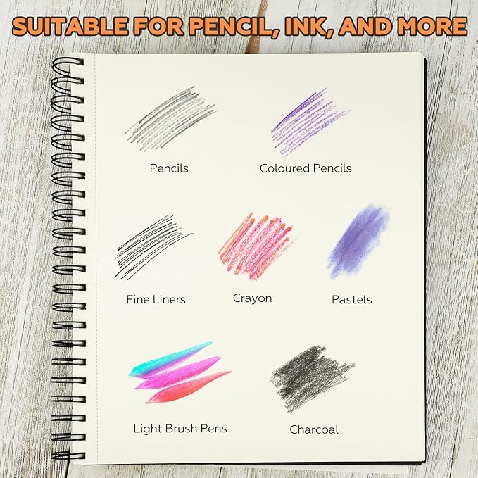 Joibabe Sketch Book 9" x 11"，2 Pack 80-Sheets (68lb/100gsm)，Double-Sided Hardbound Sketchbook, Spiral Bound,Acid Free Painting Art Paper for Kids and Adults