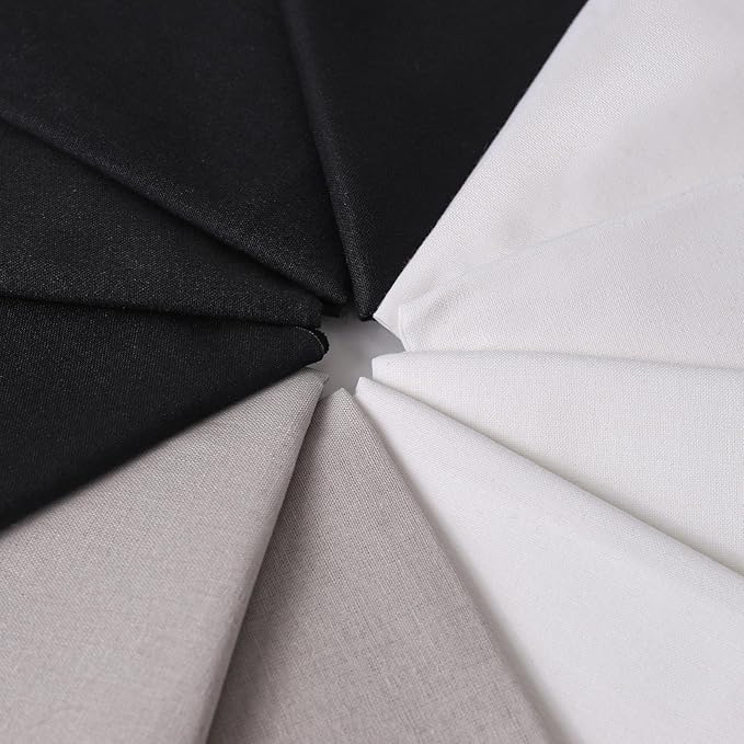 18 * 21inch Cotton Fabric Premium,11 Options Solids, 10PCS Solid Precut Fabric Pure Quilting Fat Quarter Bundles Patchwork for Sewing DIY Craft (Black White Grey)