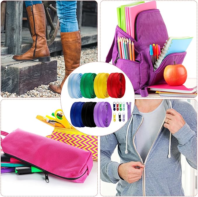 WILLBOND 100 Yards 20 Pcs Sewing Zippers Bulk #5 Nylon Coil Zippers 20 Color Assorted Zipper for Sewing with 200 Zipper Sliders for DIY Tailor Bags Purses Crafts Supplies(Bright Color)