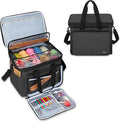 Teamoy Knitting Bag With Divider and Cover, Portable Yarn Storage Organizer for Crochet Accessories and Knitting Needles,Ideal for Knitting Enthusiasts, Black