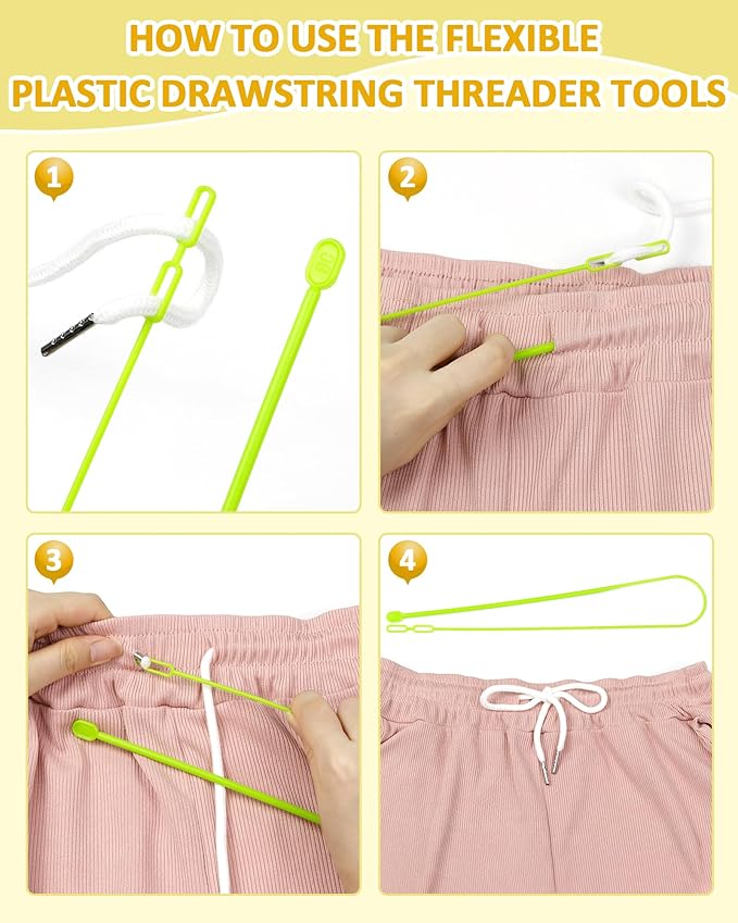 FIVEIZERO 16pcs Drawstring Cord Kit-12pcs Hoodie Strings (Flat & Round,6 Eye-catching Colors) with Drawstring Threader Tools,Bodkin,Rope Threader–Draw String Replacement for Pants,Shorts,Shoes