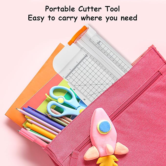 A4 Paper Cutter 12 Inch Paper Trimmer Scrapbook Supplies Tool for Craft Paper, Photo, Cardstock with Security Safeguard and Foldable Ruler(White)